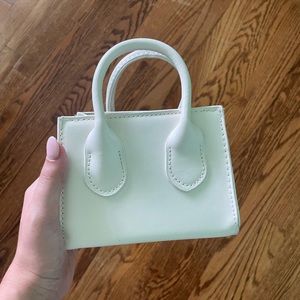 matte satin white hand purse